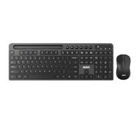 MARVO Ensemble clavier et souris sans fil 2,4 G sans fil QWERTY Anglais Ergonomique avec support pour smartphone pour PC/ordinateur portable Noir