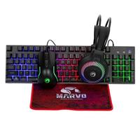 MARVO Gaming Combo Set RGB pour clavier, souris, casque et souris rétroéclairés RVB, noir