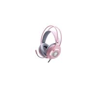 Marvo HG8936, casque avec microphone, contrôle du volume, rose, illuminé, jack 3,5 mm + USB