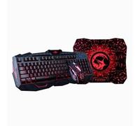 Marvo KM400, ensemble clavier + souris et tapis de souris pour joueurs, US, gaming, membrane filaire (USB), noir, illuminé