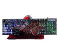 Marvo Scorpion CM409-UK Ensemble de jeu 4 en 1, clavier, casque, souris et tapis de souris, USB 2.0, 7 couleurs rétroéclairées, multimédia, touches anti-ghosting, souris 3200 dpi avec casque