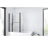MARWELL BWF385 PAROI DE BAIGNOIRE en Verre transparent avec porte-serviettes noir mat.125X140cm