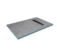 MARWELL Élément de douche 90 x 140 x 4 cm - Peut être directement carrelé avec gouttière intégrée en noir et horizontal - Montage au sol et sans obstacle - Pente intégrée