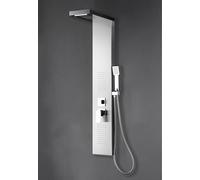 Marwell Enya Ensemble de douche en acier inoxydable brossé 121 x 20 cm avec 4 différentes fonctions de douche cascade, douche à effet pluie, douche massante et douchette à main anti-calcaire