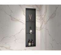 MARWELL Niche Murale Como Noire 92 x 32 cm - Étagère Murale en Acier Inoxydable Noir - Douche Murale - Étagère de Douche Noire