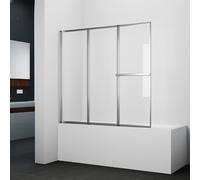 Marwell Paroi de douche pliante Silver Vital Chrome 166,4 x 140 x 10 cm 3 ailes Éléments en verre de sécurité de 4 mm avec cadre en aluminium chromé et porte-serviettes