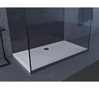 RECEVEUR DE DOUCHE A POSER EXTRA-PLAT EN ACRYLIQUE BLANC RECTANGLE - 140x80cm - BAC DE DOUCHE