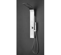 MARWELL Troya Ensemble de douche en acier inoxydable brossé 100 x 14 cm avec 3 différentes fonctions de douche douche effet pluie, douche massante et douchette à main anticalcaire