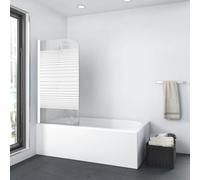 Marwell White Lines - Pare-douche 75 x 140 cm - Paroi de douche oscillante en 1 pièce blanc mat - Paroi de douche en verre de sécurité trempé de 4 mm - Pour baignoire