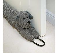 Marwood Boudin de Porte décoratif de 76 cm pour Porte et fenêtre, bloqueur de Bruit en Forme de Serpent pour Bas de Porte avec Boucles de Suspension - Chien Gris 76,2 cm