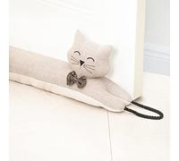 Marwood Boudin de Porte décoratif pour Porte et fenêtre, 81 cm, Motif Animal lesté, bloqueur de Bruit Serpent pour Bas de Porte avec Boucles de Suspension - Chat Kaki 81,3 cm