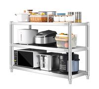 MARXAN Étagère de Cuisine en Acier Inoxydable | Grille de Four à Micro-Ondes à Trois Niveaux | Étagère de Rangement sur Pied | Étagère de Rangement pour Cuisine/Bureau/Salon/Balcon(100x50x80cm)