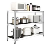 MARXAN Étagère de Rangement pour Cuisine, étagère d'angle indépendante à 3 Niveaux réglables pour Salon, étagère en Acier Inoxydable pour Garage, Balcon ou Salle de Bain(100x45x80cm)