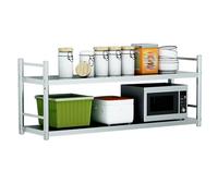 MARXAN Étagère Murale de Cuisine en Acier Inoxydable, étagère multifonctionnelle à 2 Niveaux pour Assiettes et Bols, étagère de Rangement pour Garage, étagère Industrielle(60X35X55CM)