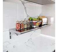 MARXAN Étagère Pliante avec Supports - Table Pliante Murale pour Balcon de Cuisine, Barre de Petit-déjeuner Suspendue Pliable en Acier Inoxydable 304 pour Un Gain de Place(L60xW50cm/L24xW20in)