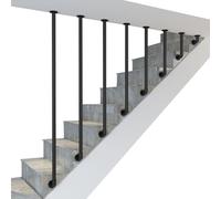 MARXAN Rampe d'escalier en Fer forgé avec kit d'installation, Garde-Corps Ronds Noirs pour Grenier, Garde-Corps de Transition, clôture de Jardin(30cm)