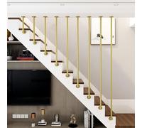 MARXAN Rampe d'escalier en Fer forgé en Forme de L, Garde-Corps antidérapants pour Grenier, Porche, Rampe Ronde dorée pour intérieur et extérieur(80cm)