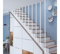 MARXAN Rampe d'escalier latérale de 30 à 150 cm, Garde-Corps en Fer forgé en Forme de L, pour Villas, couloirs, greniers, clôtures, Garde-Corps Blancs décoratifs(120cm)