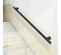 MARXAN Rampe d'escalier pour intérieur et extérieur, Support Mural, Supports de Rampe d'escalier, Fer forgé en métal Noir, Barre d'appui de 1 m, 1,5 m, 2 m, 2,5 m, 3 m(60cm)