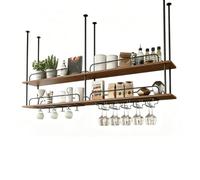 MARXAN Support de Rangement Suspendu pour Bar à vin, Porte-Bouteilles/Tasses/Plantes pour Restaurant, comptoir de Bar, îlot de Cuisine, étagère de Rangement montée au Plafond