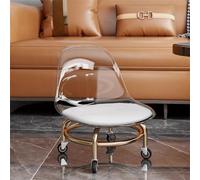 MaRxeDeL Tabouret Bas À roulettes avec Dossier, Petit Tabouret À roulettes avec Roues, Siège À roulettes Court en Cuir avec Base en Acier Inoxydable(B)