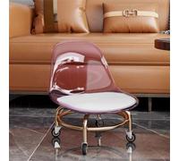 MaRxeDeL Tabouret Bas À roulettes avec Dossier, Petit Tabouret À roulettes avec Roues, Siège À roulettes Court en Cuir avec Base en Acier Inoxydable, Petit Tabouret De Pédicure Rotatif(A)