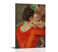 Mary Cassatt Masterpiece Poster décoratif « Baby Charles regardant par-dessus l'épaule de sa mère » Impression sur toile Peinture murale Décoration d'intérieur moderne Idée cadeau 60 x 90 cm