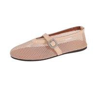 Mary Jane Ballerines d'été pour femme - Élégantes et confortables - Chaussures basses à enfiler - Chaussures plates pour femme - Chaussures d'été - Chaussures de mariée - Chaussures pieds nus, beige
