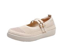 Mary Jane Baskets décontractées à double sangle pour femme | Mary Jane Baskets décontractées à double sangle tricotée pour un confort quotidien élégant