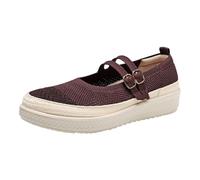 Mary Jane Baskets décontractées à double sangle pour femme | Mary Jane Baskets décontractées à double sangle tricotée pour un confort quotidien élégant