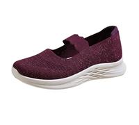 Mary Jane Baskets plates pour femme - Coupe extra large - En maille respirante - Antidérapantes - Chaussures de sport orthopédiques légères et confortables - Chaussures décontractées pour le travail