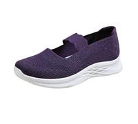 Mary Jane Baskets plates pour femme - Coupe extra large - En maille respirante - Antidérapantes - Chaussures de sport orthopédiques légères et confortables - Chaussures décontractées pour le travail