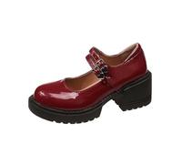 Mary Jane Chaussures à plateforme pour femme - Sandales avant fermées - Largeur H - Escarpins à lanières - Jolies chaussures de princesse Lolita - Sandales rétro élégantes, rouge, 40 EU