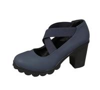 Mary Jane Chaussures à talon bloc pour femme - Escarpins sexy à lanières - Chaussures de soirée - Chaussures de bureau - Deux sangles - Chaussures de mariage confortables - Ballerines confortables