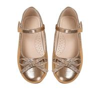 Mary Jane Chaussures de mariage pour fille - Chaussures de princesse Mary Jane - Chaussures lisses à paillettes scintillantes pour enfant en bas âge Chaussures d'école, or, 28 EU