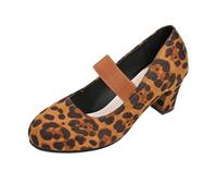 Mary Jane Chaussures Dirndl en velours avec lanières et talon plateforme et bout fermé en simili cuir pour femme, marron, 37.5 EU