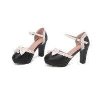 Mary Jane Chaussures élégantes pour femme Oktoberfest - Escarpins décontractés - Patchwork - Nœud papillon - Talons hauts confortables - Lolita - Talons hauts - Rockabilly - Vernis - Chaussures de