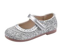 Mary Jane Chaussures en tricot pour bébé - Chaussures plates à paillettes - Chaussures de mariage - Chaussures pieds nus pour enfant, argenté, 29 EU