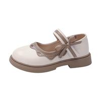 Mary Jane Chaussures habillées en cuir à bout rond et talon bas pour petites filles de 2 à 10 ans, beige, 9 UK Child 3X-Narrow