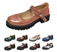 Mary Jane Chaussures pour femme confortables et épaisses à plateforme - Chaussures basses avec boucle - Mocassins à bout rond - Escarpins Cosplay - Uniforme - Japonais - Mignon - Lolita - Chaussures