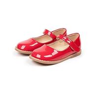 Mary Jane Chaussures pour fille en cuir PU avec semelle en caoutchouc antidérapante, Rouge, 23 EU