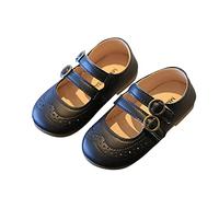 Mary Jane Chaussures pour fille légères et respirantes Couleur unie Élégantes Chaussures de princesse rondes flexibles avec boucle réglable pour fête d'anniversaire élégante, Noir , 29 EU
