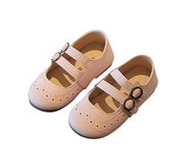 Mary Jane Chaussures pour fille légères et respirantes Couleur unie Élégantes Chaussures de princesse rondes flexibles avec boucle réglable pour fête d'anniversaire élégante, Rose, 27 EU
