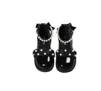 Mary Jane Chaussures tendance pour fille avec perles et nœud, élégantes chaussures de princesse, chaussures d'école, chaussures plates à fond souple, chaussures de soirée, pour mariage, fête, danse