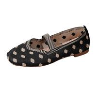 Mary Jane de Marche pour Femmes Baskets Mesh Décontractées en Respirante Chaussures Légères et Confort Plate Brode à Bout Carré Talon Mocassins Sport été Slip on Mode Toile (Black, 43)