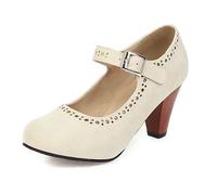 Mary Jane Escarpins pour femme - Élégantes - Style vintage - Couleur unie - Avec nœud Lolita - Talons hauts confortables - Style rockabilly - Pour la danse et le mariage, 44 Blanc, 41 EU