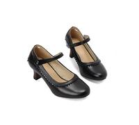 Mary Jane Escarpins pour femme Oktoberfest élégantes Dirndl Chaussures rétro décontractées Patchwork Nœud papillon Talons hauts confortables Lolita Chaussures vernies Rockabilly Chaussures pour