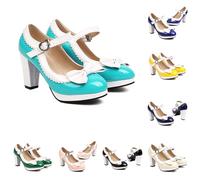 Mary Jane Escarpins pour femme Oktoberfest élégantes Dirndl Chaussures rétro décontractées Patchwork à talons hauts Vêtements Lolita confortables Chaussures à talons hauts Rockabilly vernies