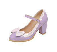 Mary Jane Escarpins pour femme Oktoberfest - Élégantes - Vintage - Patchwork - Nœud papillon - Lolita - Talons hauts confortables - Rockabilly - Vernis - Chaussures de mariée pour la danse et le