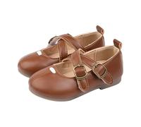 Mary Jane Filles Plates Boucle Sangle Bout Rond Princesse Chaussures Nœud Et Perles Bouche Peu Profonde Doux Élégantes Enfants Chaussures De Soirée Mariage (a-Brown, 23.5)